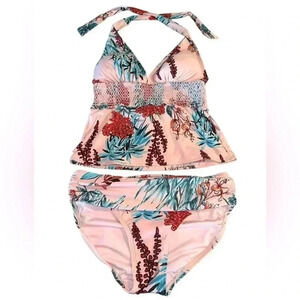 Tommy Hilfiger 2 piece swimsuit pink floral bikini size M tropical vacation